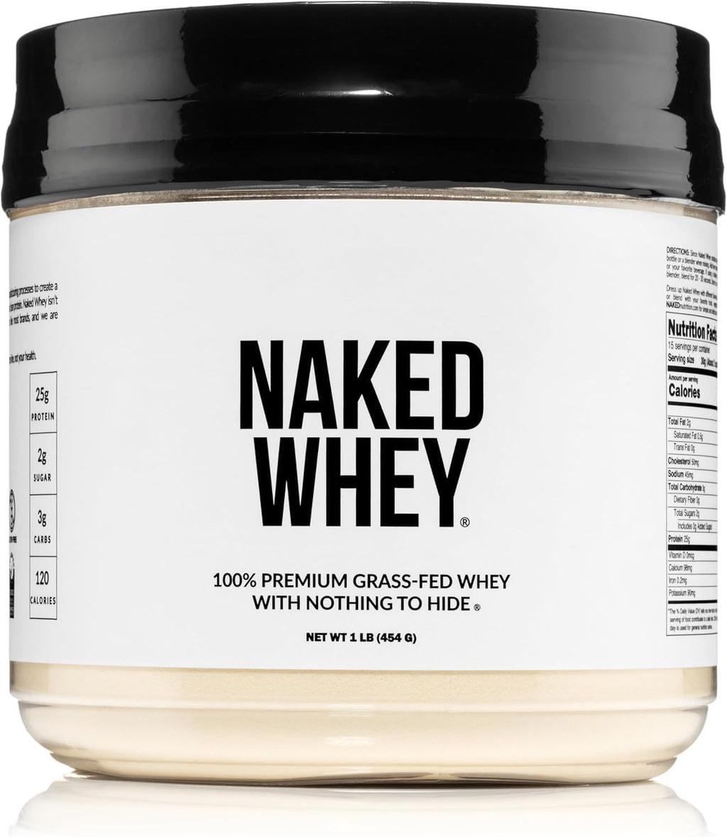 NAKED Whey 1Lb - Only 1 Ingredient, Grass Fed Whey Protein Powder, NSF Certified, Undenatured, No Gmos, No Soy, Gluten Free, Stimulate Growth, Enhance Recovery - 15 Servings