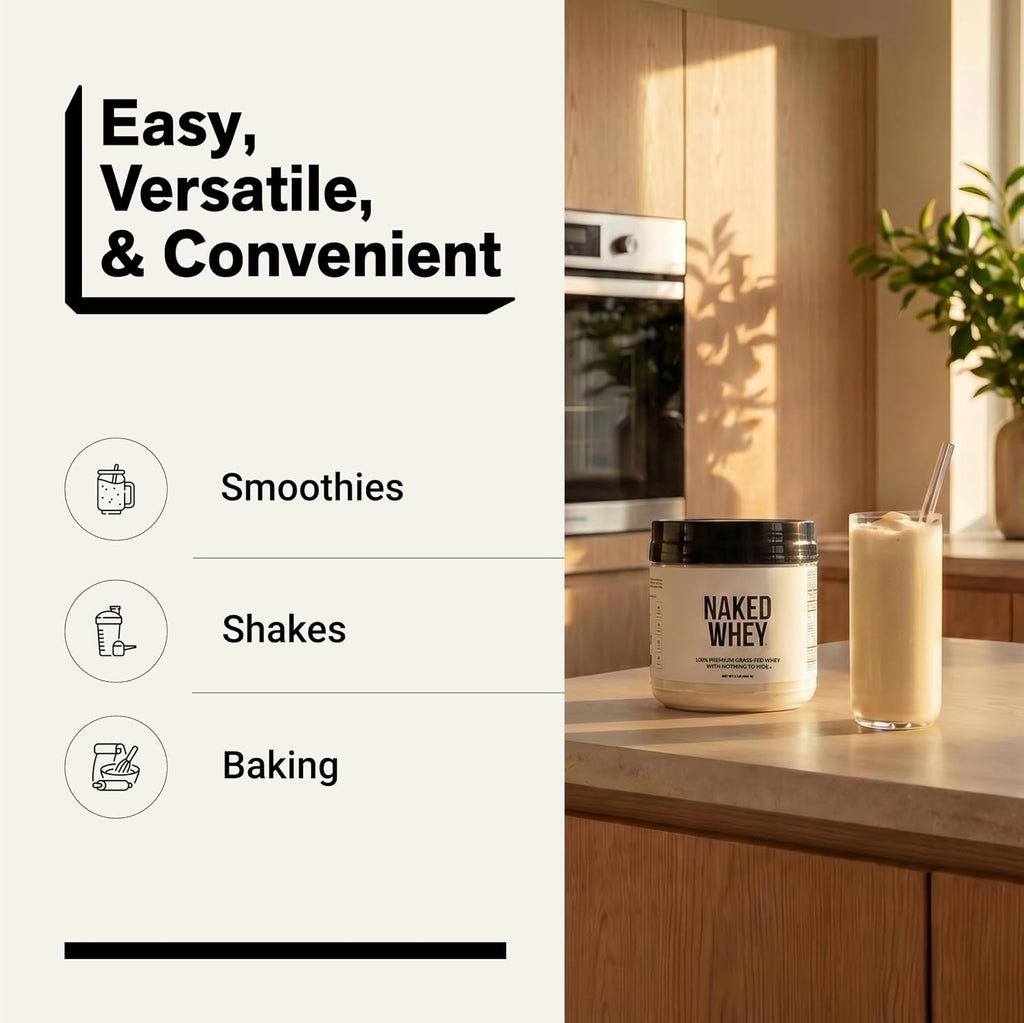 NAKED Whey 1Lb - Only 1 Ingredient, Grass Fed Whey Protein Powder, NSF Certified, Undenatured, No Gmos, No Soy, Gluten Free, Stimulate Growth, Enhance Recovery - 15 Servings
