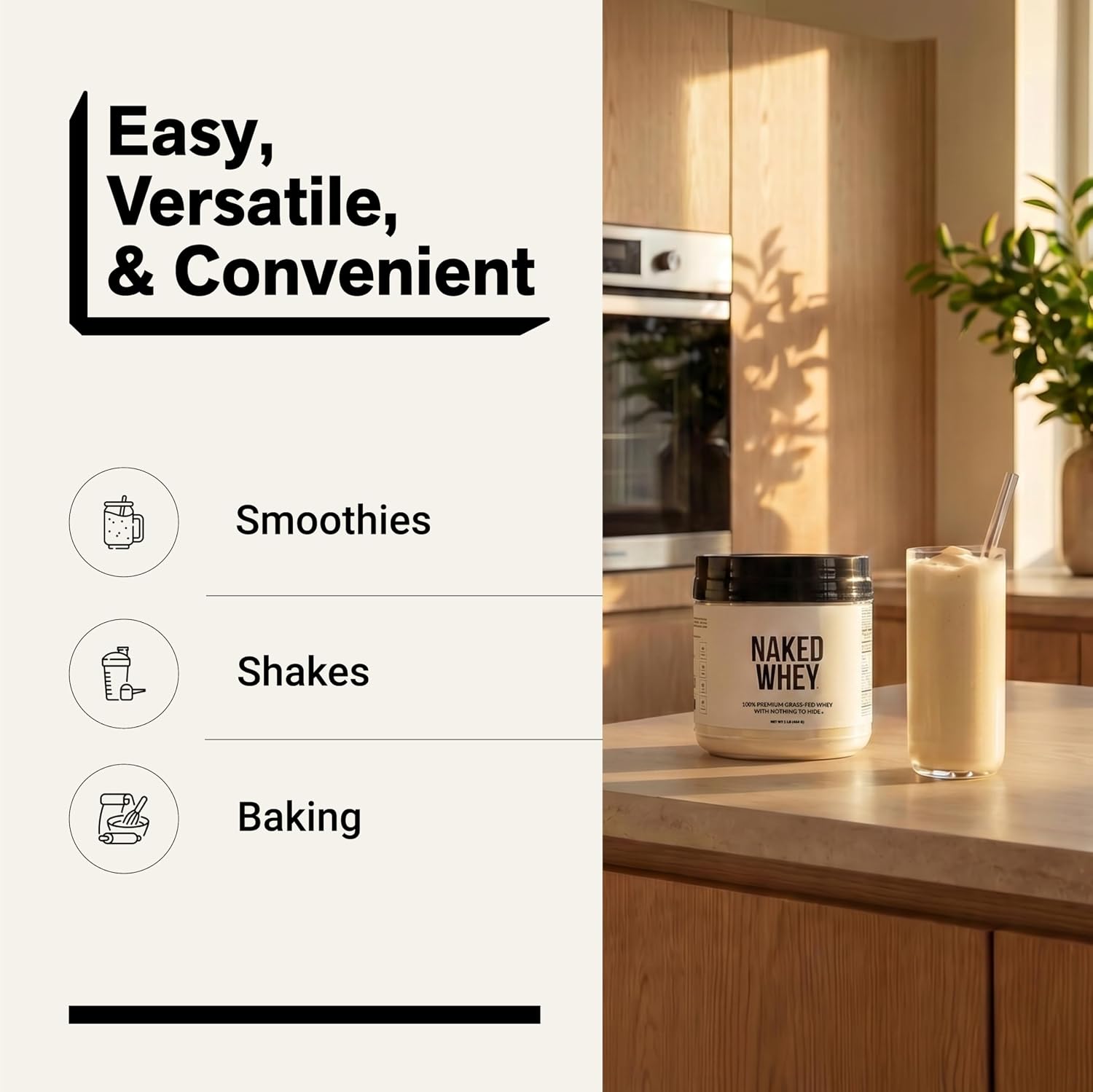 NAKED Whey 1Lb - Only 1 Ingredient, Grass Fed Whey Protein Powder, NSF Certified, Undenatured, No Gmos, No Soy, Gluten Free, Stimulate Growth, Enhance Recovery - 15 Servings