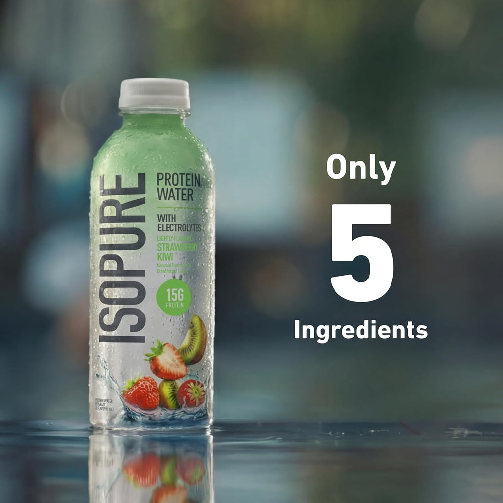 Isopure Clear Protein Water with Electrolytes Strawberry Kiwi 20 oz, 12ct