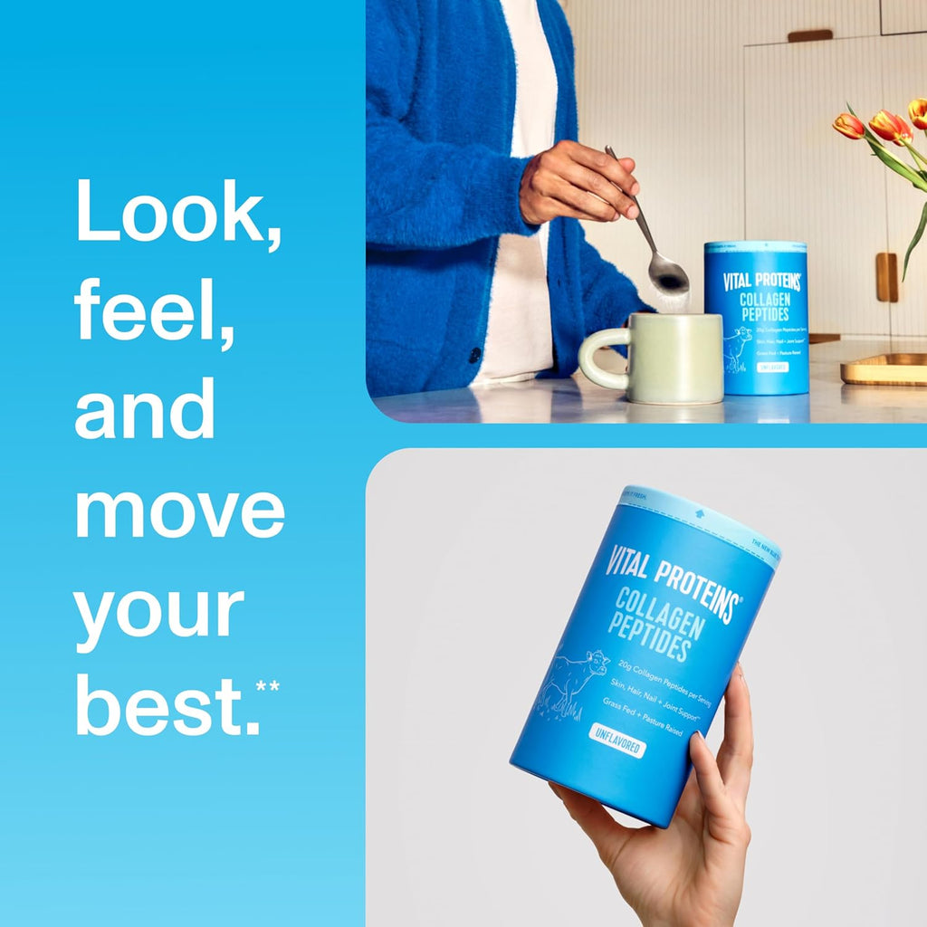 Vital Proteins Collagen Peptides Powder, Unflavored, 9.33oz | Grass-Fed Collagen Peptides, Supports Hair Skin & Nails, Bones & Joints, 13 Servings