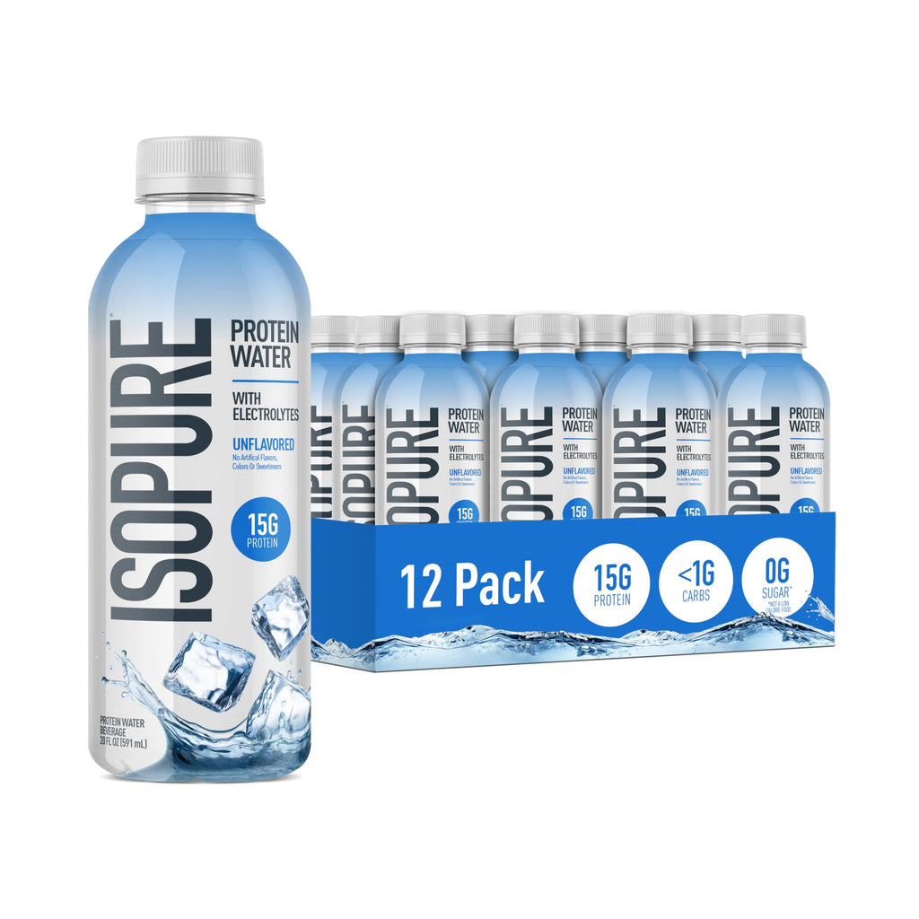Isopure Clear Protein Water with Electrolytes Strawberry Kiwi 20 oz, 12ct
