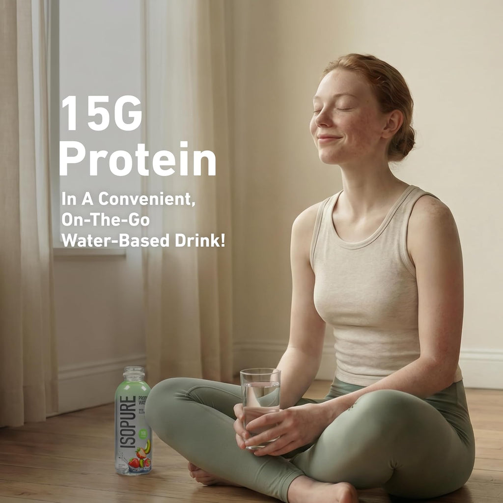 Isopure Clear Protein Water with Electrolytes Strawberry Kiwi 20 oz, 12ct