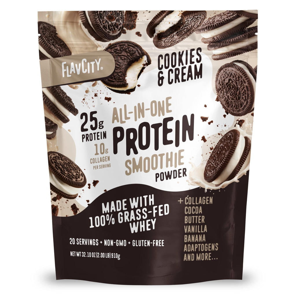 FlavCity All-in-One Protein Smoothie Powder, Salted Caramel, 20 Servings