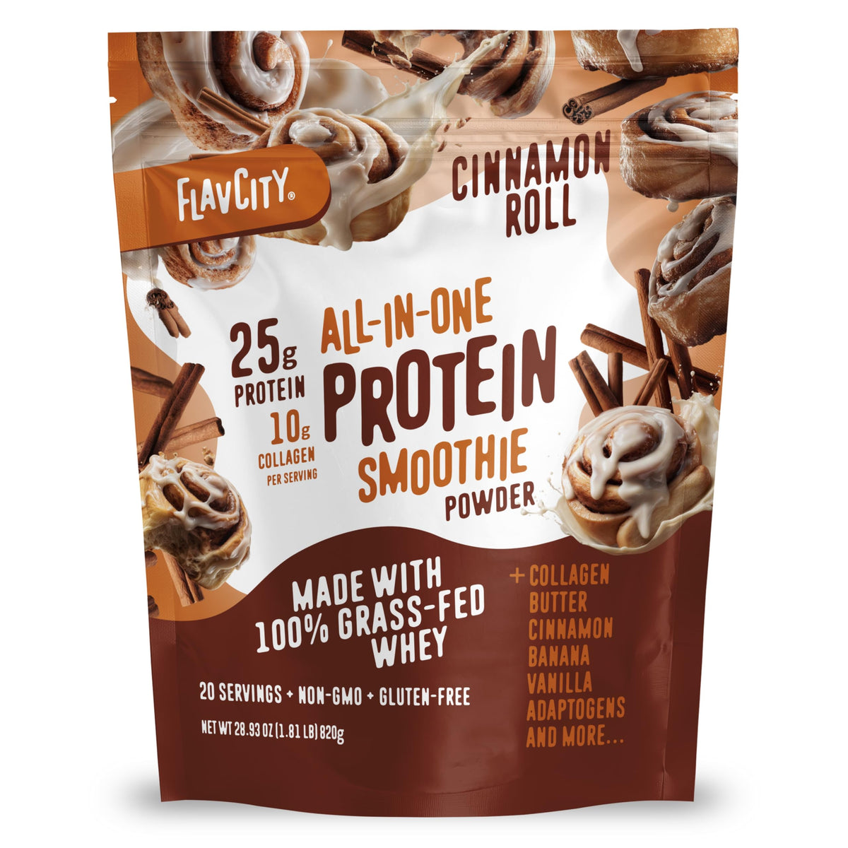 FlavCity All-in-One Protein Smoothie Powder, Salted Caramel, 20 Servings