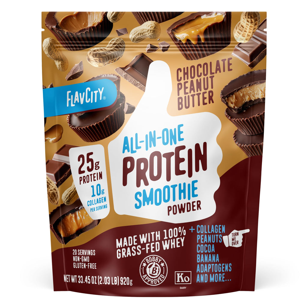 FlavCity All-in-One Protein Smoothie Powder, Salted Caramel, 20 Servings
