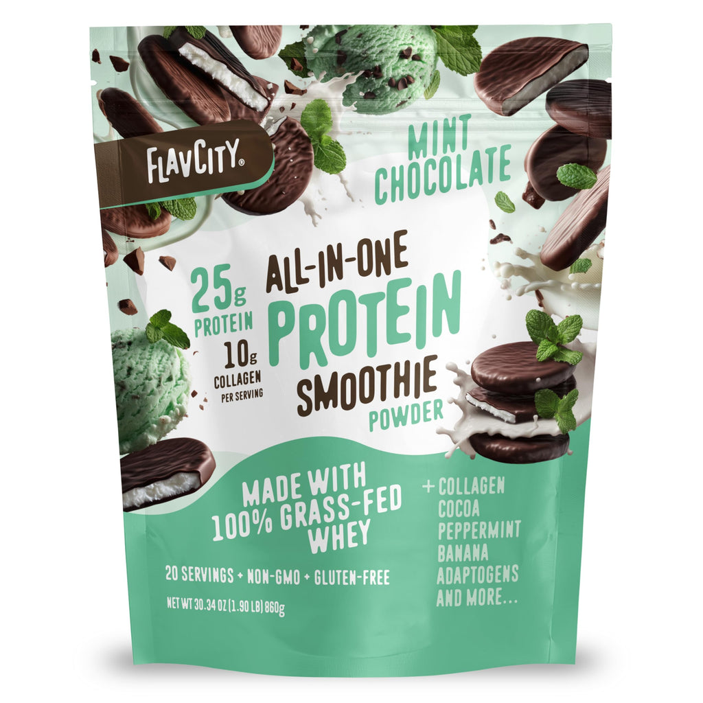 FlavCity All-in-One Protein Smoothie Powder, Salted Caramel, 20 Servings