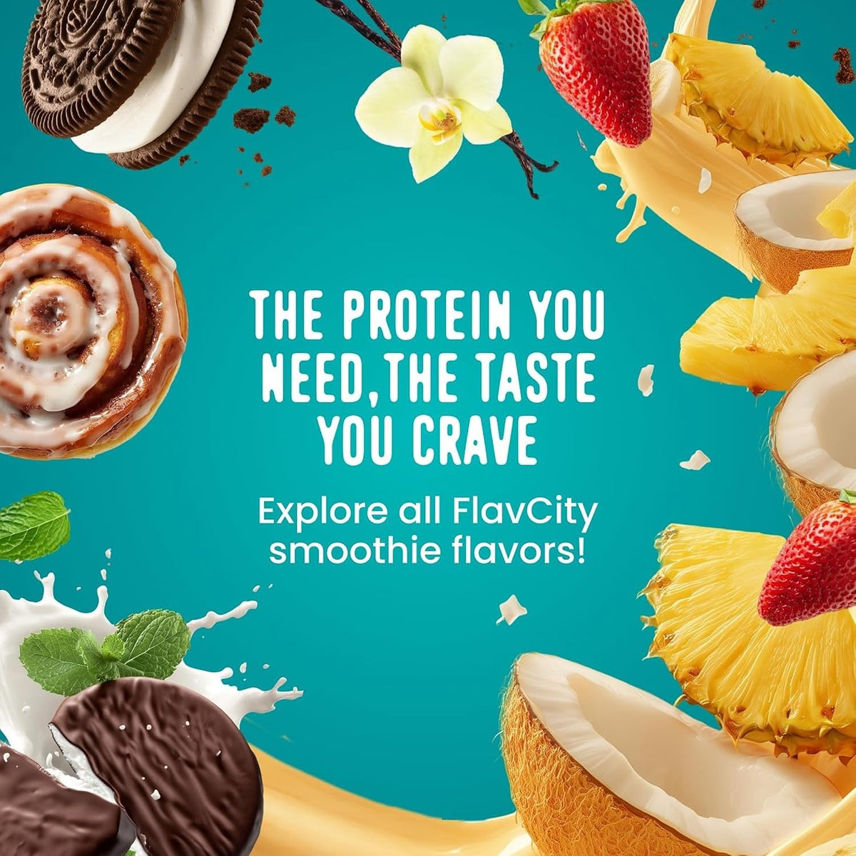 FlavCity All-in-One Protein Smoothie Powder, Salted Caramel, 20 Servings
